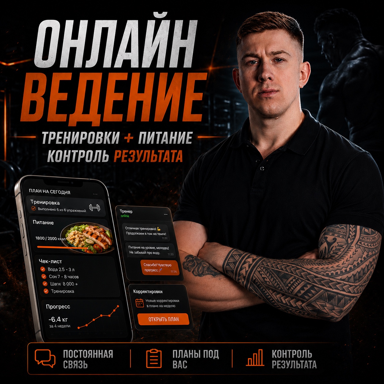 Онлайн-ведение: тренировки, питание и контроль результата